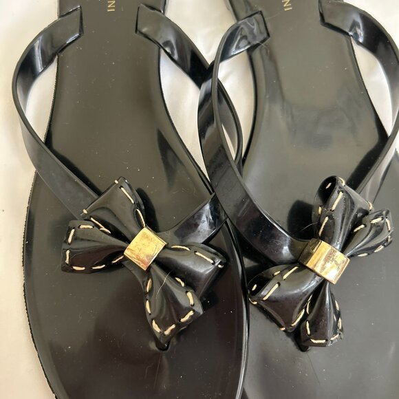 Gently Used Enzo Angiolini Black Jelly Bow Flip Flops 11 Women's Slip On - Picture 8 of 11
